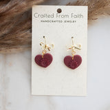 Minimalist Bow Heart Dangles