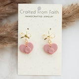 Minimalist Bow Heart Dangles