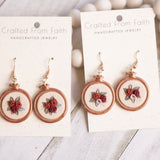Embroidery Hoop Floral Dangle