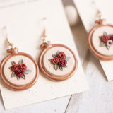 Embroidery Hoop Floral Dangle