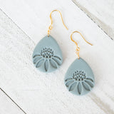 Embossed Daisy Teardrop Earrings