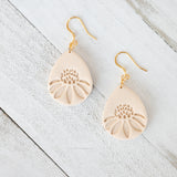 Embossed Daisy Teardrop Earrings