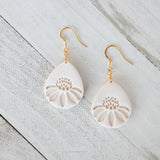 Embossed Daisy Teardrop Earrings