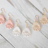 Embossed Daisy Teardrop Earrings