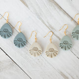 Embossed Daisy Teardrop Earrings