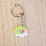Green Floral Hedgehog Keychain