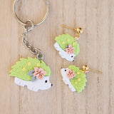 Green Floral Hedgehog Keychain