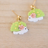 Green Floral Hedgehog Dangles