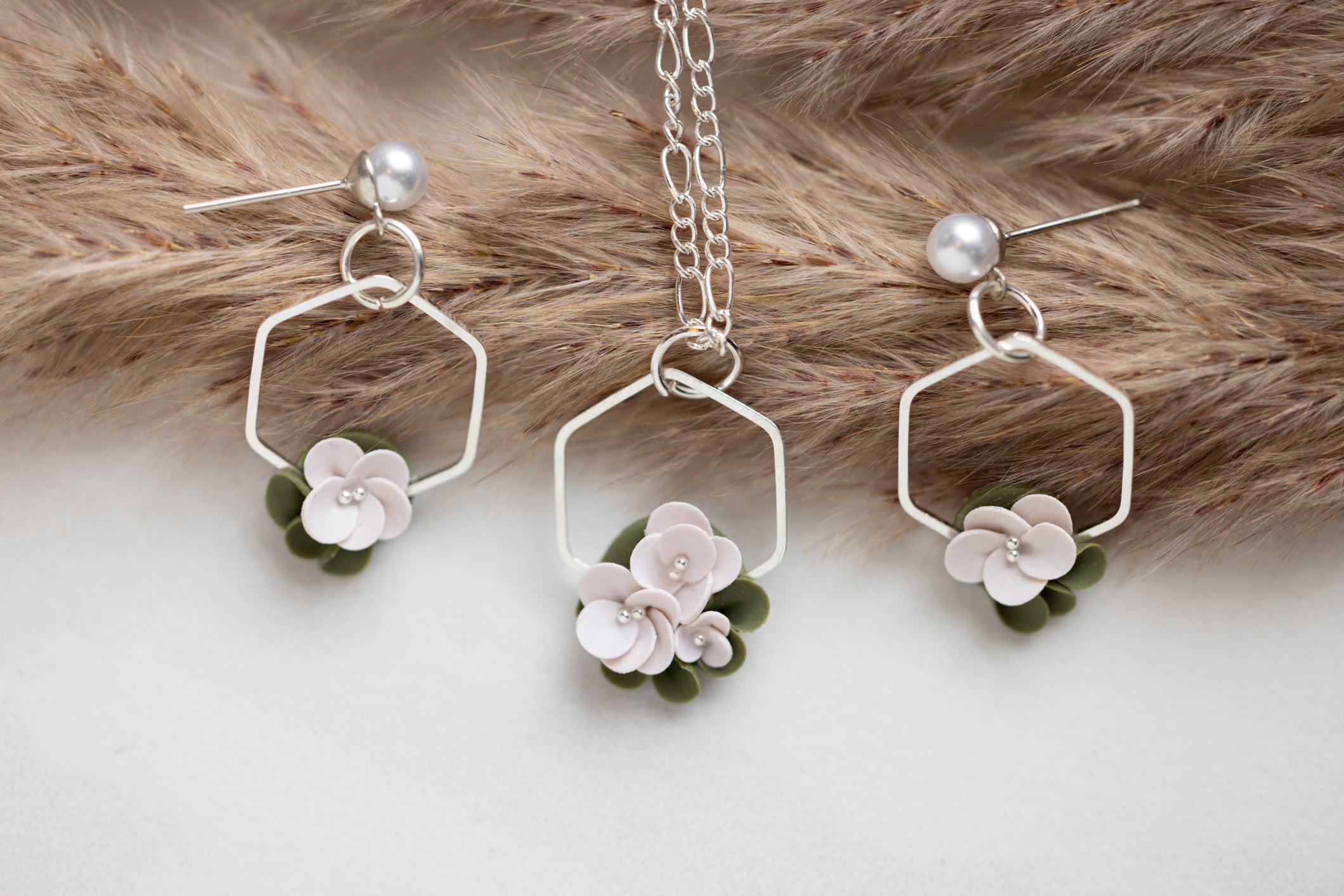 Hexagon Floral Necklace