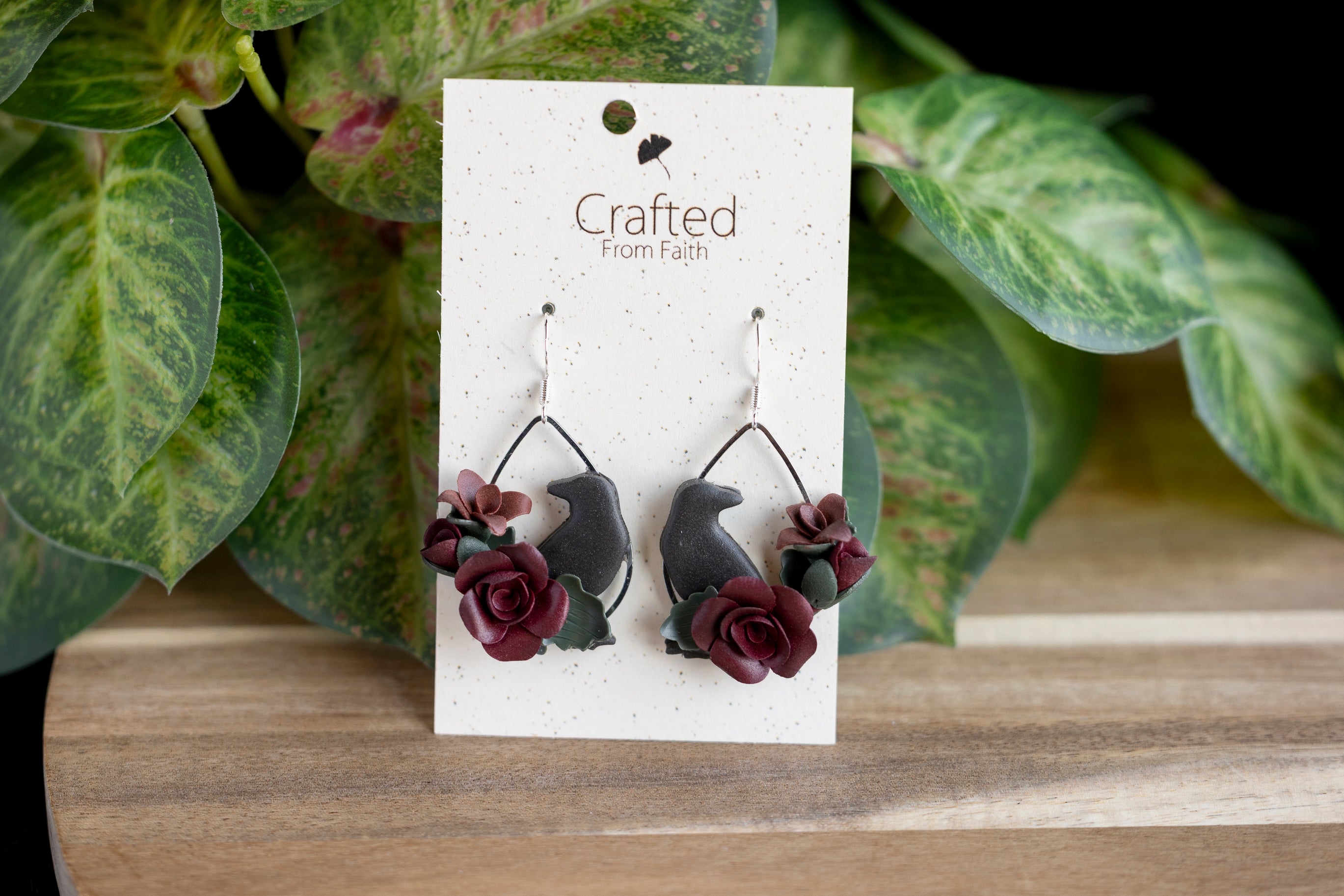 Gothic Raven Bloom Dangles