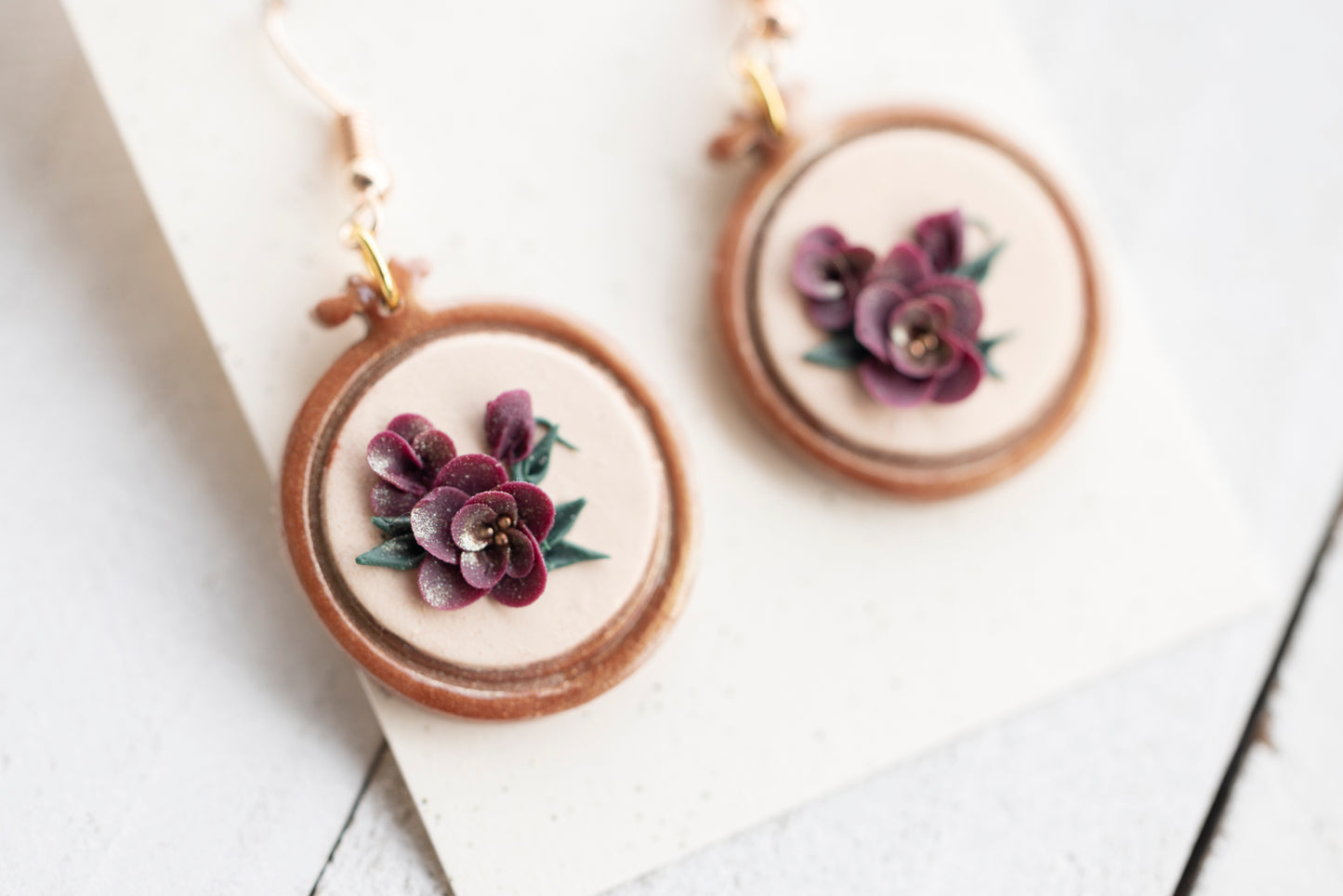 Embroidery Hoop Floral Dangle