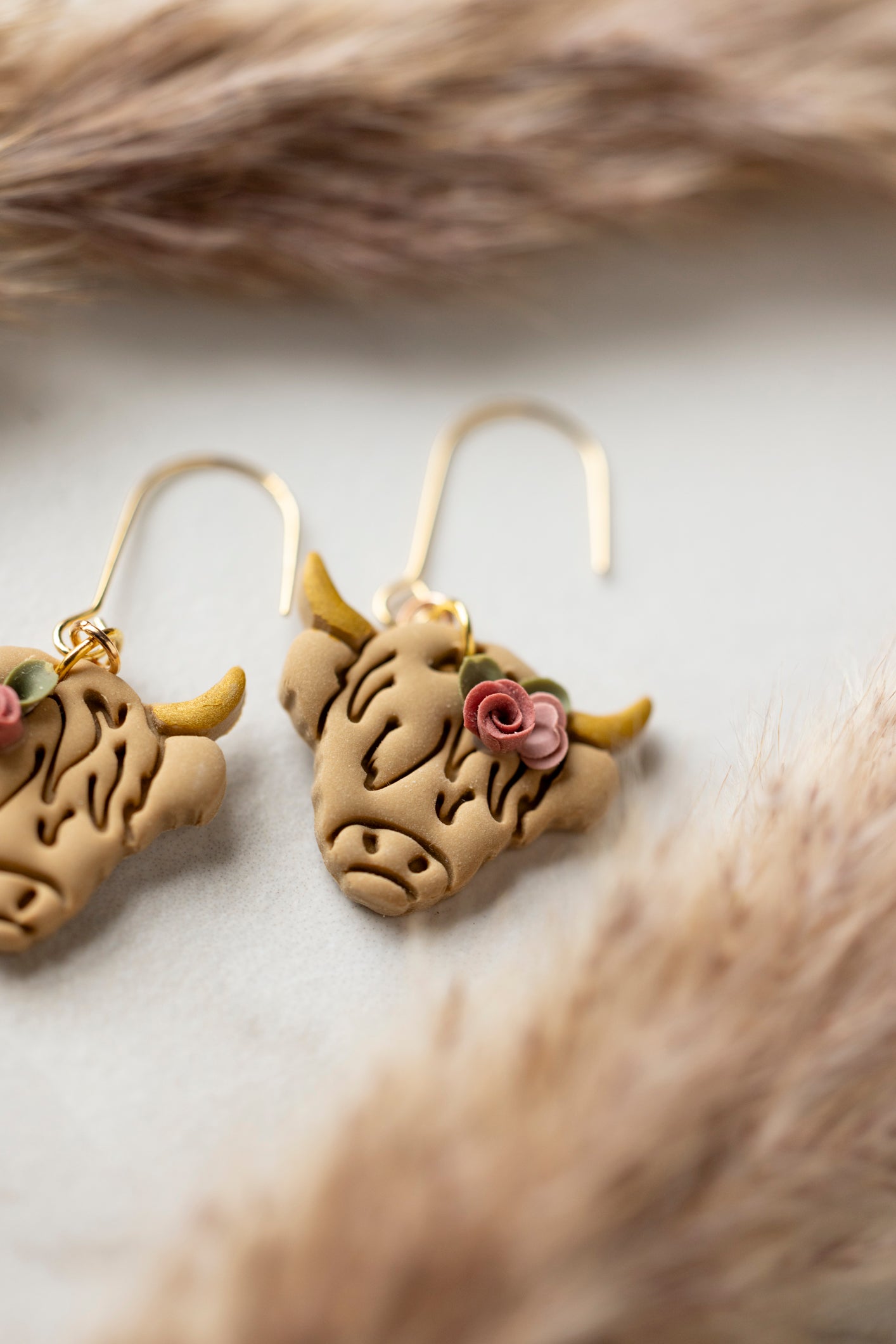 Floral Highland Cow Dangles