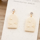 Ginkgo Debossed  CZ Dangles