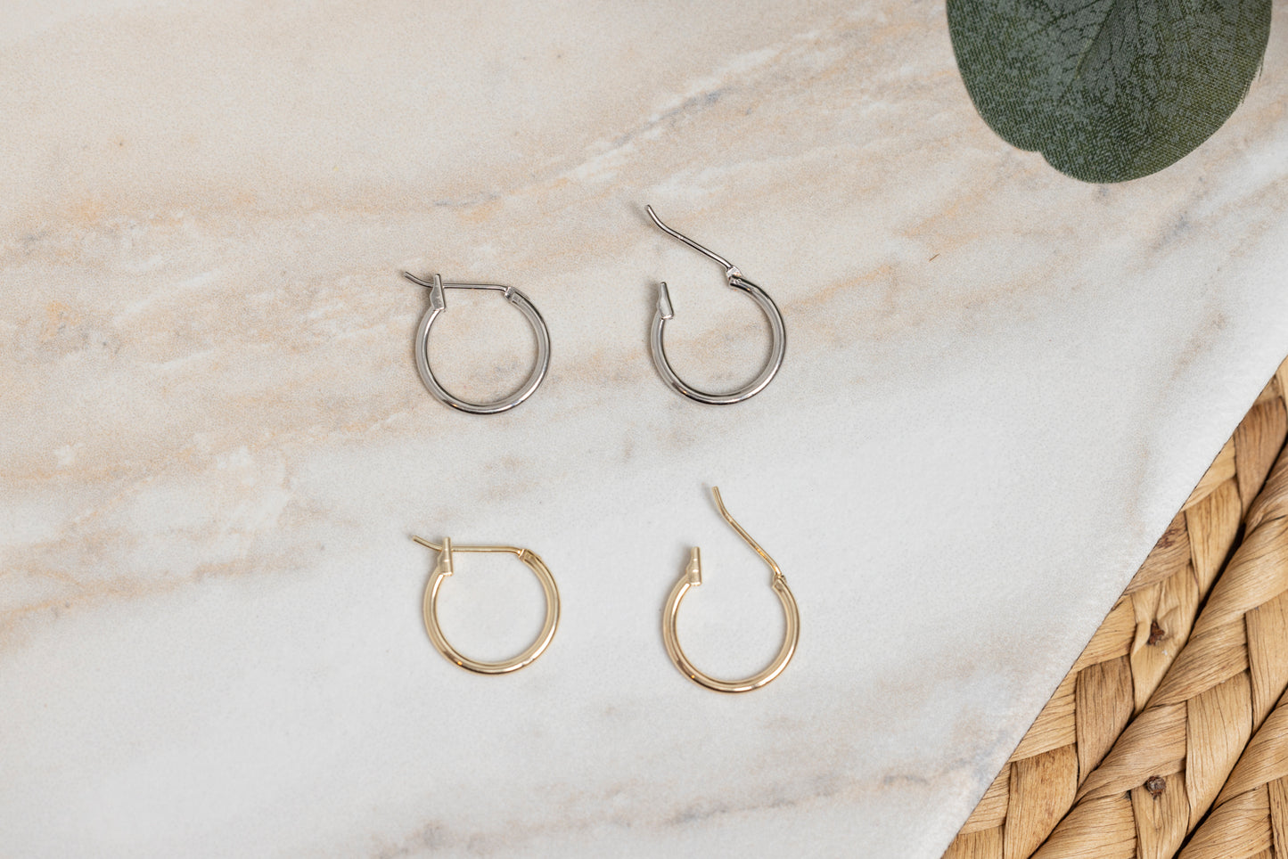 Gold & Silver Thin Huggy Hoops