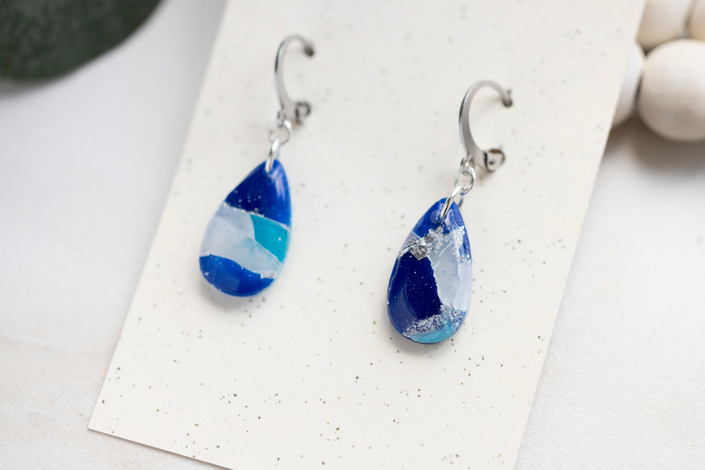 Ocean Stone Teardrop Huggies