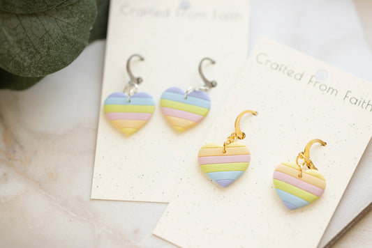 Pastel Rainbow Heart Dangles