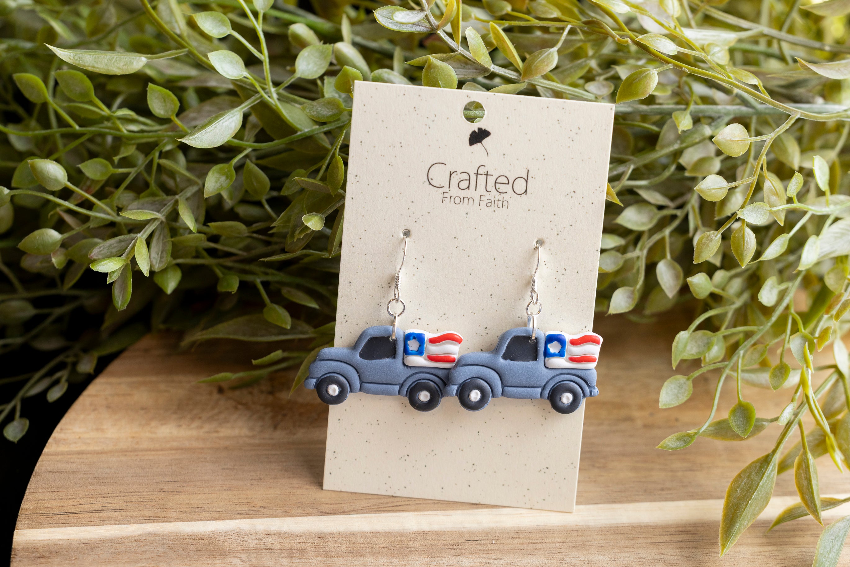 Red White & Truck Earrings