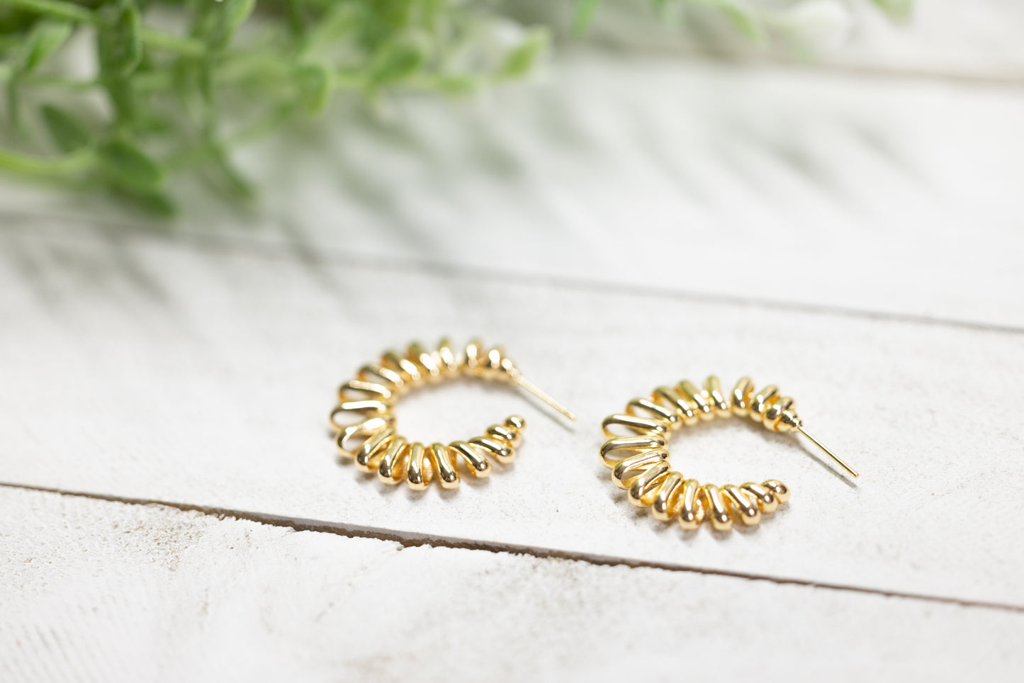 Gold Squiggle Hoops