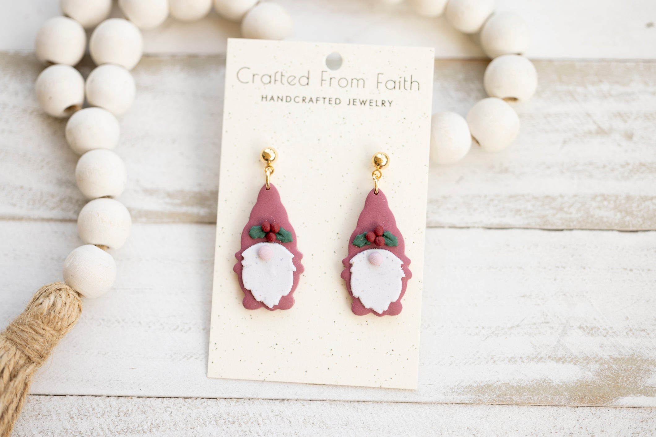 Holly Gnome Earrings – Crafted From Faith - Main Image