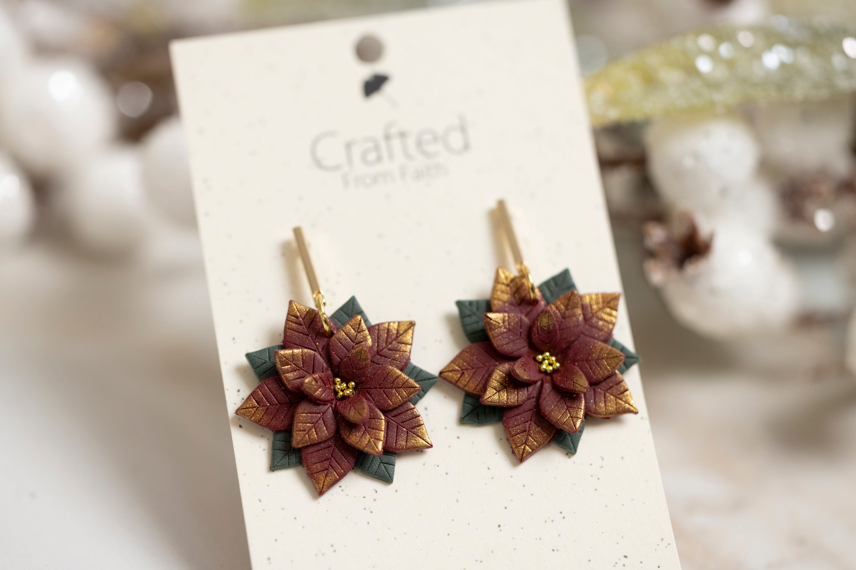 Poinsettia Dangles & Studs