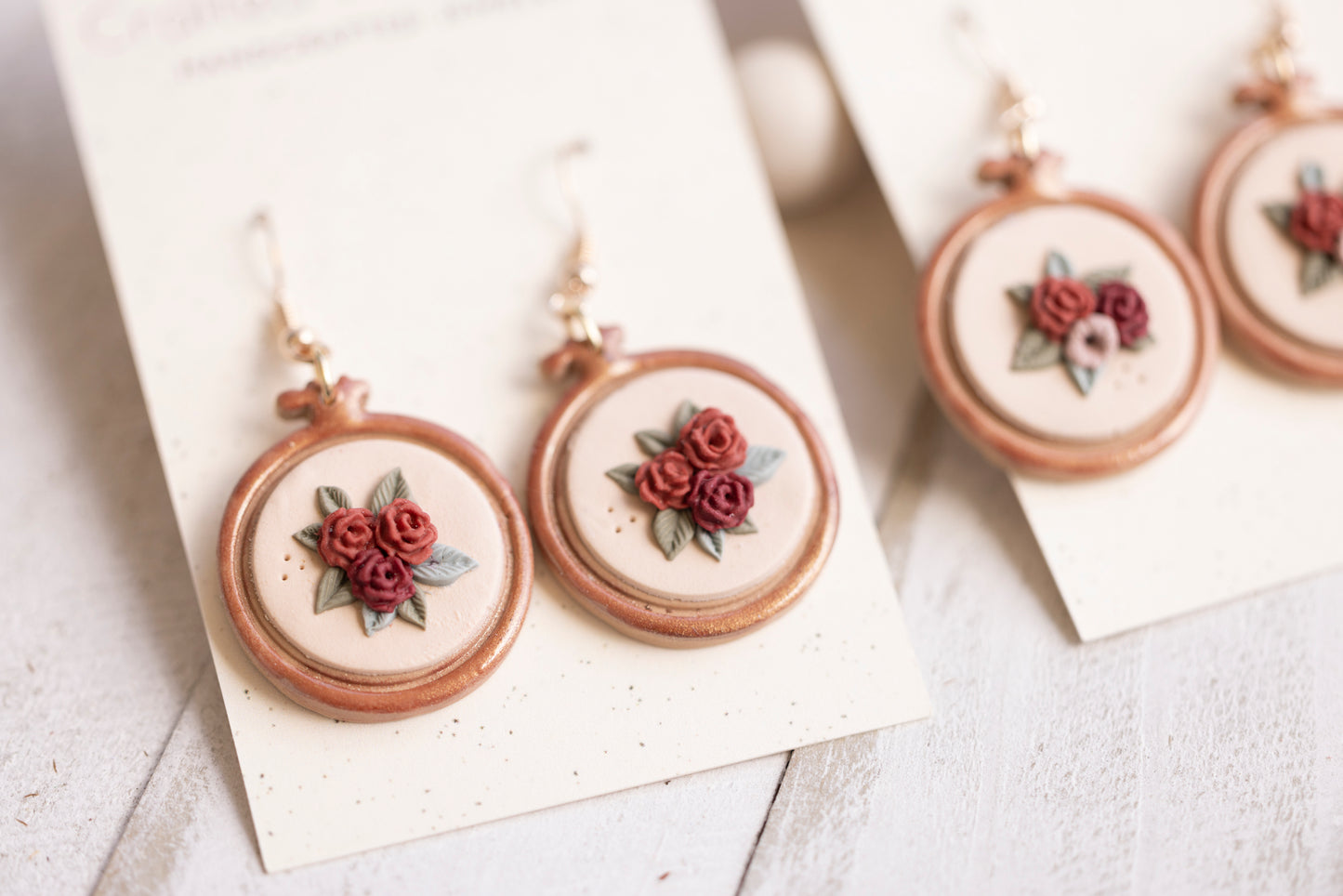 Embroidery Hoop Floral Dangle