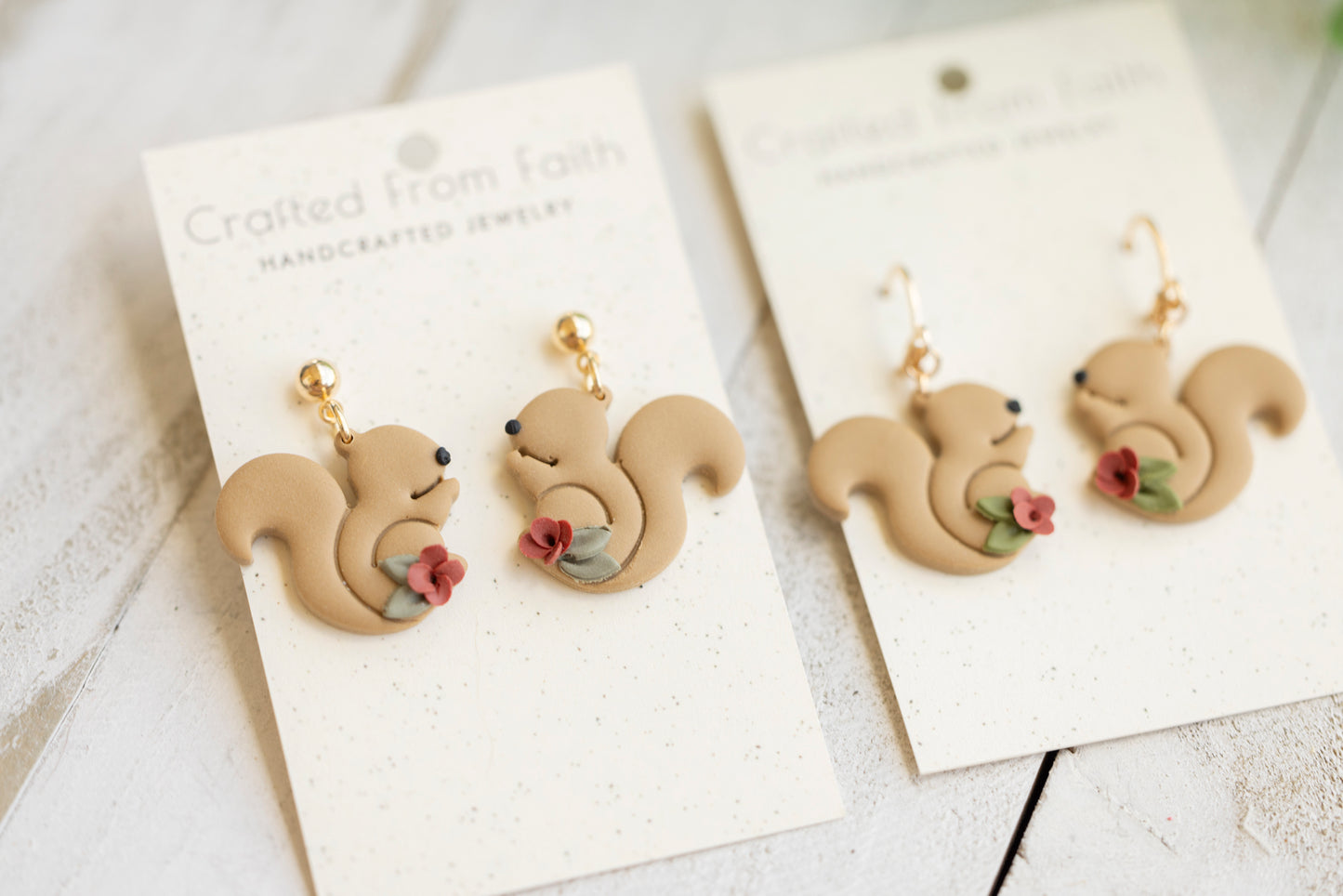 Floral Squirrel Dangles & Studs