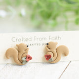 Floral Squirrel Dangles & Studs