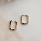 CZ Studded Rectangle Hoops