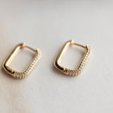 CZ Studded Rectangle Hoops