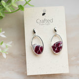 Silver Burgundy Stone Ovals