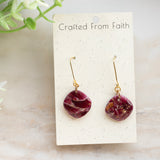 Burgundy Stone Square Dangle