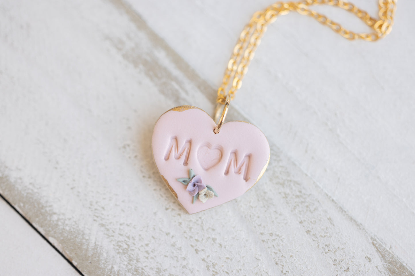 Gold Trim "Mom" Necklace | Mother's Day