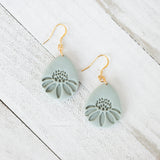Embossed Daisy Teardrop Earrings
