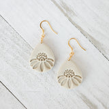 Embossed Daisy Teardrop Earrings